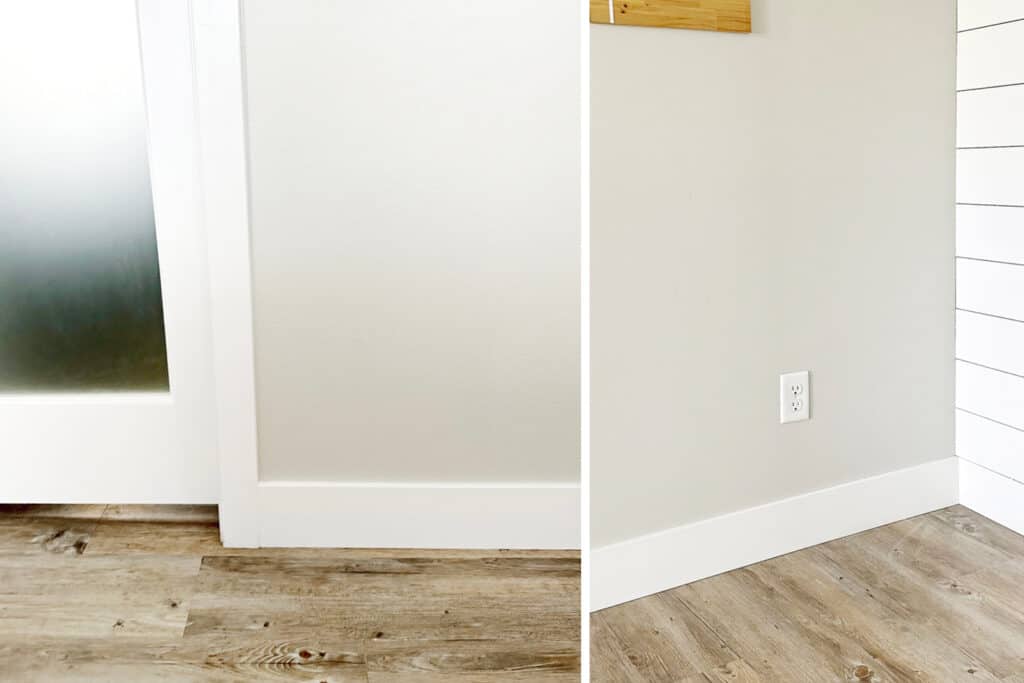 Baseboards by White Shiplap and by White Door
